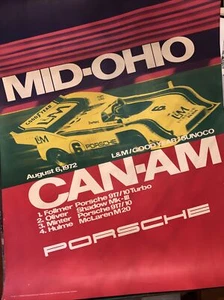 AWESOME  VINTAGE Porsche poster mid Ohio Can-Am 1972 original - Picture 1 of 8