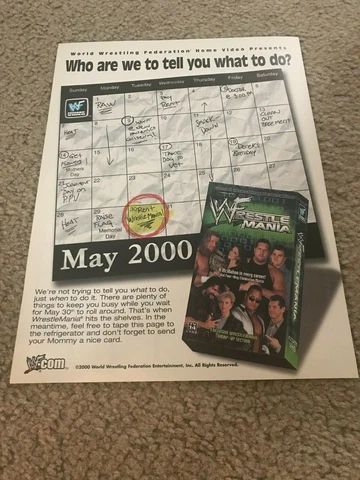 Vintage 2000 WWF WRESTLEMANIA XVI VHS Video Poster Print Ad ROCK TRIPLE H CHRIS Cover