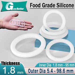 O Ring in gomma siliconica bianca spessore alimentare 1,8 mm, OD 5,4-98,6 mm, ID1,8-95 mm - Foto 1 di 124