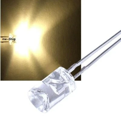 10 concave GOLD-WARM-WEIß Leds 5mm 180° konkave rundstrahlend warmweiß Led - Bild 1 von 3