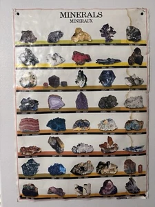 VTG MINERALS ROCKS CRYSTALS POSTER Printed in Italy By Ricordi RARE LAPIDARY 80s - Picture 1 of 11