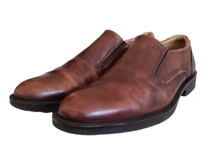 Ecco Men's Brown Leather Loafers Slip On Shoes Size 13.5 EUR Size 47 - Picture 1 of 11