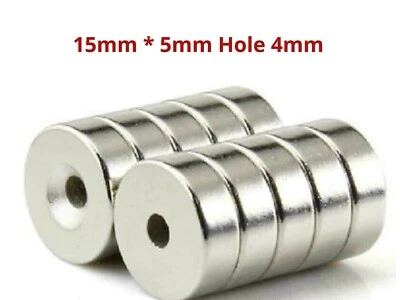 ABONLINE N50 15mm x 5mm Neodymium Magnets Countersunk Ring Hole 4mm Rare Earth