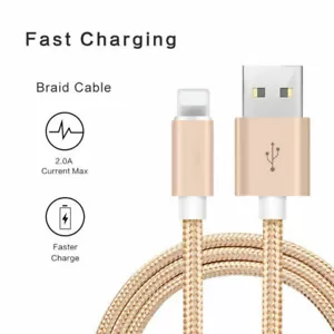 For iPhone11 X XR XS Gold 1M 2M 3M Strong Braided USB Data Sync Charger Cable - Picture 1 of 6