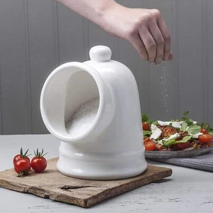 Salt Caddy Pot Cellar Pig, Large Traditional Porcelain Salt Storage Pot Holder - Picture 1 of 5