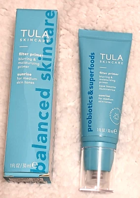 Tula Filter Primer Blurring & Moisturizing Primer Sunrise Med Skin Tones 1oz NIB - Image 1 of 2