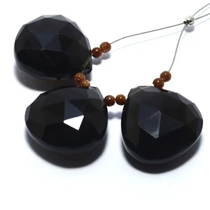 Cuentas de corazón facetadas de cuarzo ahumado Briolette natural sueltas para hacer joyas - Imagen 1 de 5