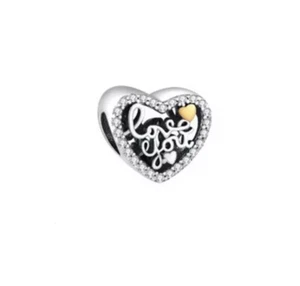 Ciondolo perle ciondolo cuore argento ti amo per bracciale o collana angelo nuovo - Foto 1 di 9