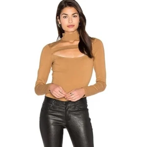 LPA Revolve Women's Size XS Camel Tan Cut Out Long Sleeve Bodysuit 79  - Picture 1 of 12