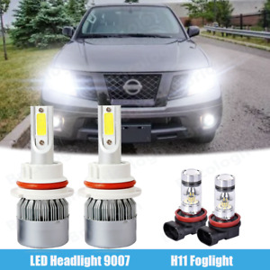 LED Headlight High-Low + Fog Light Bulbs 6000K For Nissan Frontier 2005-2018 4X