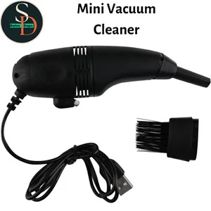 Mini USB Vacuum Cleaner Computer Keyboard Dust Collector with Mini Brush - Black - Picture 1 of 7