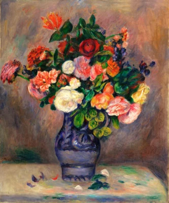 Flores en un jarrón de Renoir pintura al óleo HD impresa sobre lienzo L1663 Foto 1 de 4