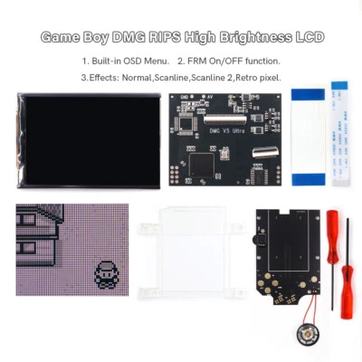Newest V5 Ultra OSD Menu Full Size RIPS Backlight LCD+Case W/Speaker For GB DMG - Image 1 of 4