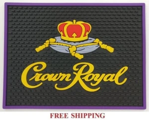 CROWN ROYAL CANADIAN WHISKY BLACK BAR MAT SPILL MAT RUBBER COASTER 12"x9.5" NEW - Picture 1 of 2