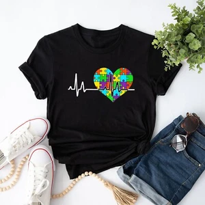 Love Heart Puzzle Acceptance Men Women Kids Autism Awareness Men Women T-Shirt - Picture 1 of 23