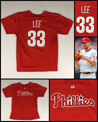 Camiseta roja #33 estilo jersey juvenil Cliff Lee Philadelphia Phillies para niños - grande Foto 1 de 4
