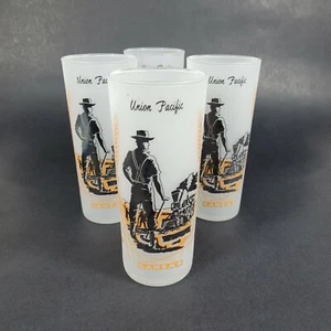 Union Pacific Railroad Kansas Frosted Glass Tumblers Set of 4 - Picture 1 of 7