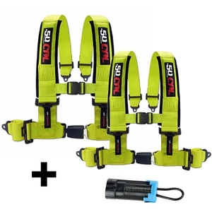 Par de arnés de hebilla automática amarillo de 3" 4 puntos y enchufe Polaris RZR Pro R CanAm X3 Max - Imagen 1 de 9