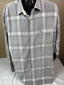 Camicia Tommy Bahama uomo 3XB manica lunga grigia stampa rovesciata a quadri - Foto 1 di 13