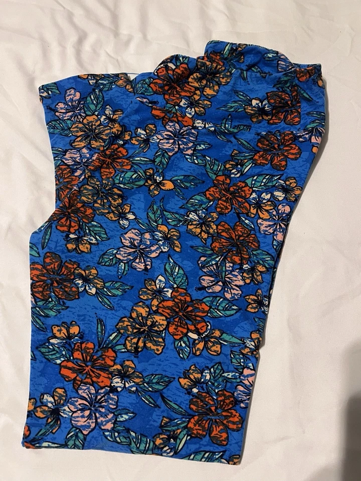 Leggings femininas LuLaRoe TC alta azul curvilínea floral - Imagem 1 de 4