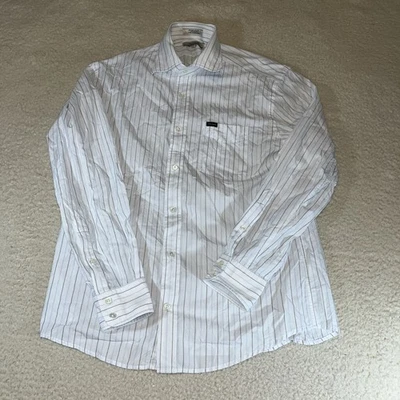 Винтажный Faconnable платье рубашка многоцветный в тонкую полоску на пуговицах мужчин M роскошь классический - Изображение 1 из 4