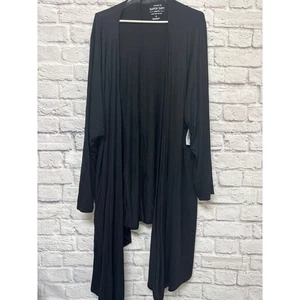 Torrid Super Soft Knit Long Waterfall Open Front Black Cardigan SZ 6X NEW w/tag - Picture 1 of 3