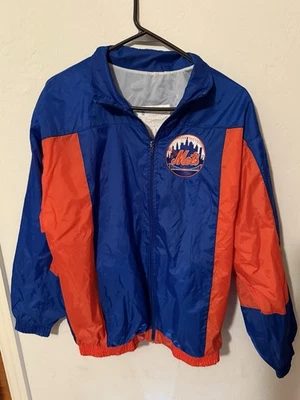 Jaqueta corta-vento vintage New York Mets MLB zíper completo tamanho XL RARA! - Imagem 1 de 4