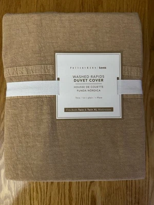 Pottery Barn teen washed Rapids duvet cover twin size fits both twin and XL Tan - Image 1 of 4
