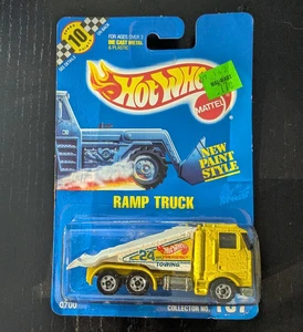1992 Hot Wheels Blue Card #187 Yellow Ramp Truck w/ regular wheels - NIP - Picture 1 of 2