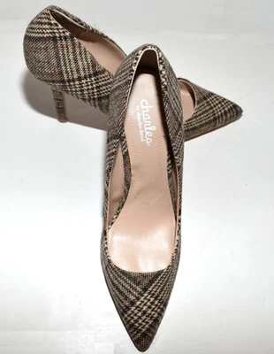 Charles David Brown Plaid Fabric Pointed Womens Pumps Size 10M New with Defect - Image 1 of 4