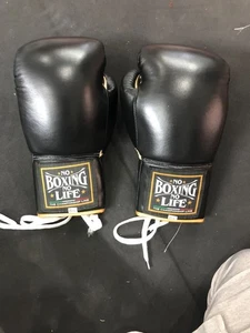 Boxing Gloves Black Leather Training Fight Punching Sparring Mitts" - Picture 1 of 3