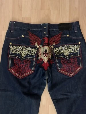 Pantalones de mezclilla bordados de algodón para hombre IMPERIOUS Delf Trading talla 36x32 Foto 1 de 4