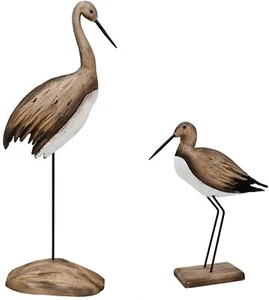 Rustikale Reiher Statue Vogel Skulptur Holz Kranich Figuren Deko Tier Kranich - Bild 1 von 22