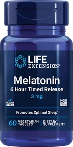 Life Extension Melatonin 6 Hour Timed Release 3 mg-60 VegCaps (2-pack) - Picture 1 of 2