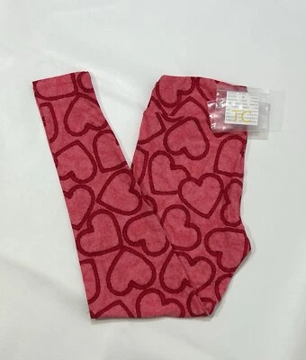 NWT LuLaRoe TC Leggings Pink w/ Red & Hearts Valentine Design - Tall & Curvy - Image 1 of 4