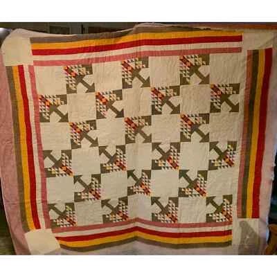 Vintage Tree Of life Twin / Throw Quilt -Hand Pieced / Hand Quilted FRAGILE - Image 1 of 4