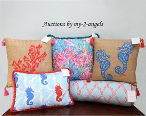 SET/5 Pottery Barn LILLY PULITZER Indoor Outdoor Pillow Bolster Set *Beach Pool - Picture 1 of 2