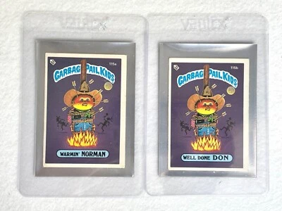 Topps Garbage Pail Kids OS3 UK Minis 115# Warmin' Norman & Well Done Don NR Mint - Image 1 of 4