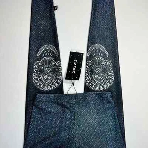 NWT Terez Girls Leggings Skulls Stretch Sparkle Ombré Stars Goth Emo Size Medium - Picture 1 of 11