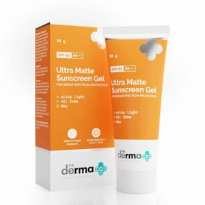 The Derma Co Ultra Matte Sunscreen Gel with SPF 60 PA+++ | 50 Gram, - Picture 1 of 8