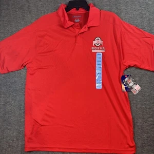 Ohio State Buckeyes Shirt Mens Champion Golf Polo Rugby NCAA Red Sz Large NEW - Picture 1 of 9