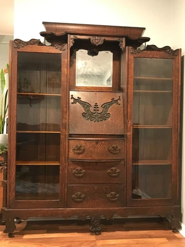 Antique Victorian Side-by-Side Secretary Desk / Bookcase Cover