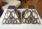SET OF 2.   Beautiful Stained Glass Shade Tiffany Style Mission Lamp Stain 8"x3”
