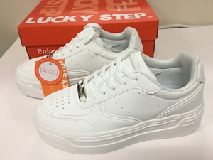 LUCKY STEP Women Platform Fashion Sneakers Chunky Faux Leather Thick Sole - Picture 1 of 7