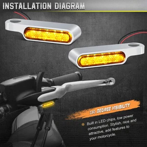 Motorcycle Flowing LED Handlebar Turn Signals Light Fit Harley Fat Bob Softail - Picture 1 of 10