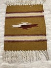Vintage Chimayo New Mexico wool small weaving with fringe 12" x 9" -- 7580
