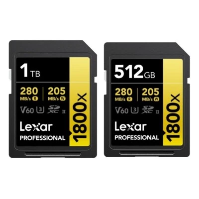 Lexar Professional 1800x 64GB 128GB 256GB 512GB 1TB SDXC SD Card Speicherkarten - Image 1 of 2