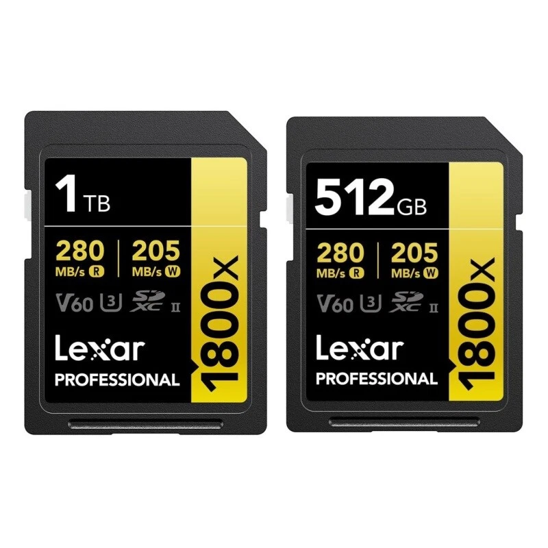 New Lexar Professional 1800x 512GB 1TB UHS-II U3 V60 4K SDHC SDXC SD Memory Card - Image 1 of 1