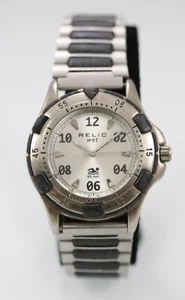 Relic Wet Watch Men Stainless Steel Silver Black Plastic Battery 50m WhiteQuartz - Picture 1 of 6