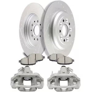 2X Rear Brake Calipers Rotors Slotted And 4X Ceramic Pad For 2011-2014 Ford Edge - Bild 1 von 9
